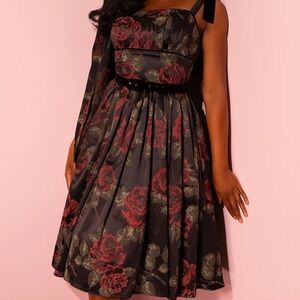 XS 1950s Satin Swing Sundress and Scarf Brand New